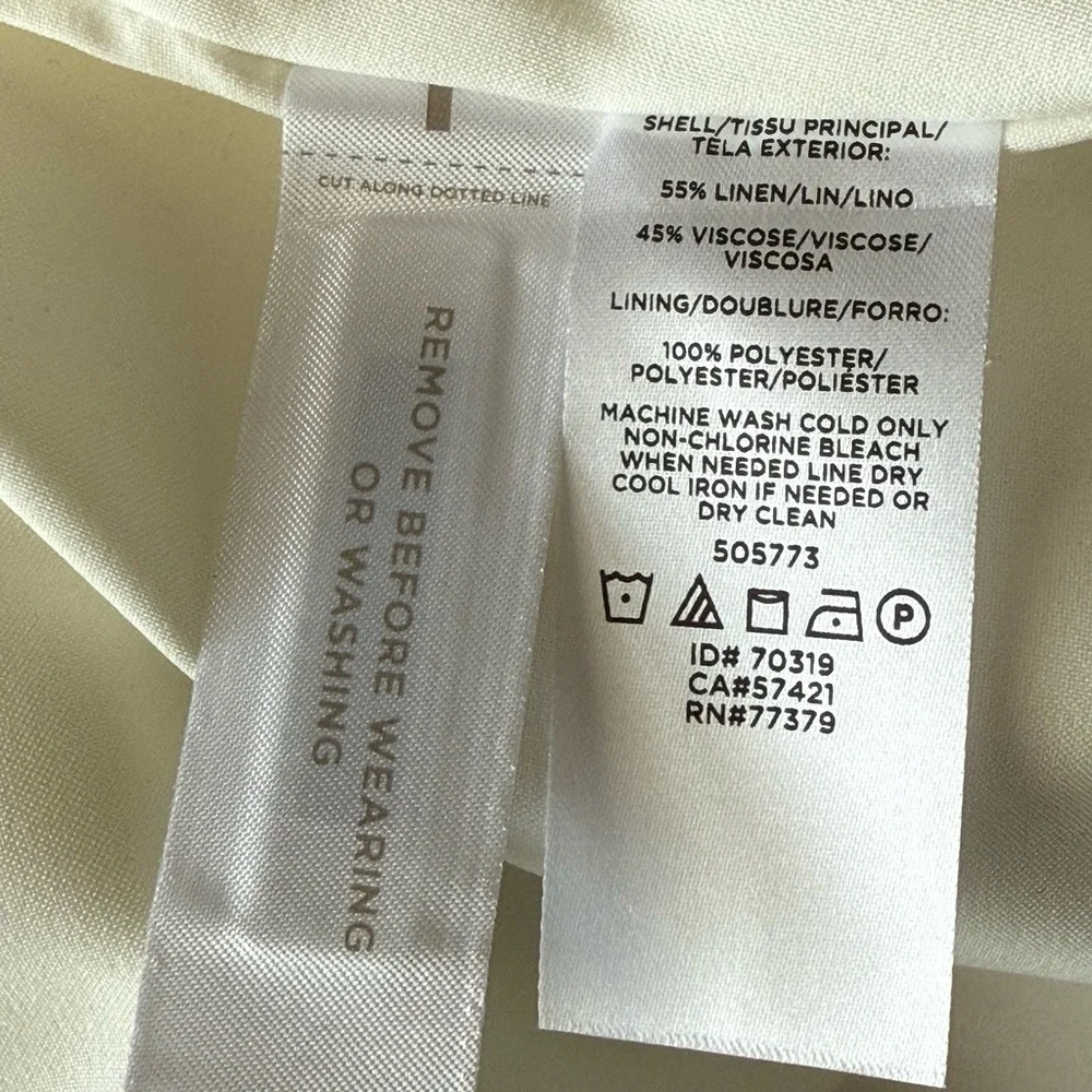 Ann Taylor Ivory Teal Leaves Linen Blend Tie Waist Pencil Skirt Size 8 Petite - Picture 5 of 16